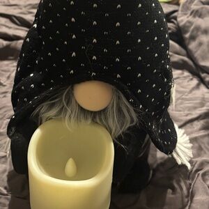 Black and White Gnome with Candle